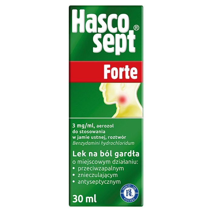 Hascosept Forte aerozol 30 ml / Ostry ból gardła