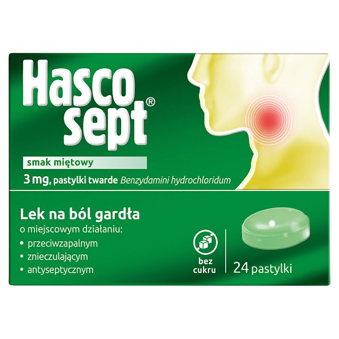 Hascosept (smak miętowy) 24 pastylki do ssania
