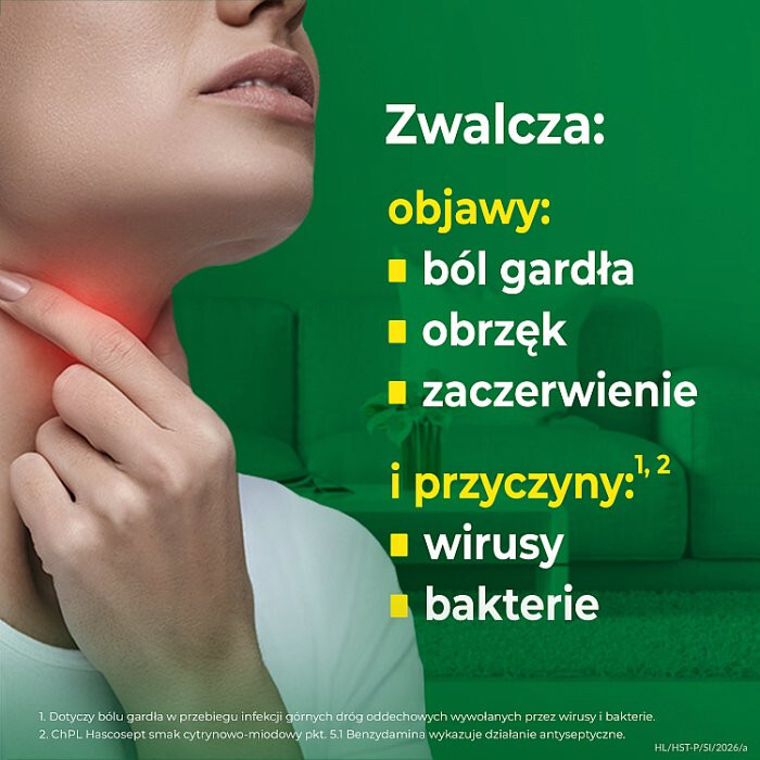 Hascosept (smak miodowo-cytrynowy) 24 pastylki do ssania