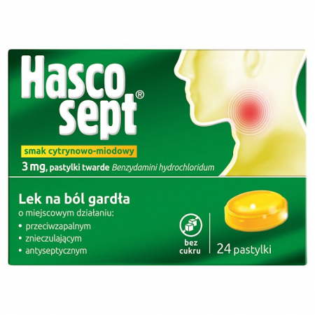 Hascosept (smak miodowo-cytrynowy) 24 pastylki do ssania