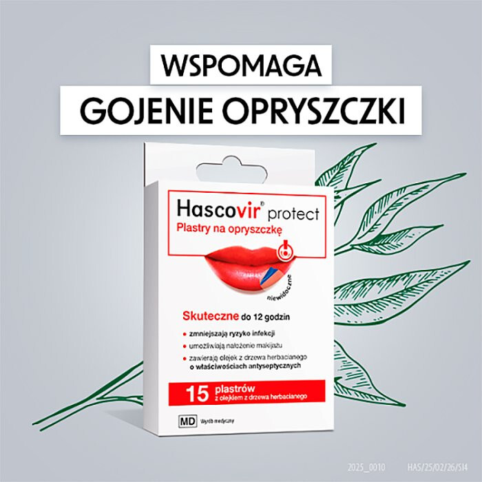 Hascovir Protect plastry na opryszczkę, 15 szt.