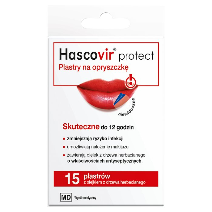 Hascovir Protect plastry na opryszczkę, 15 szt.