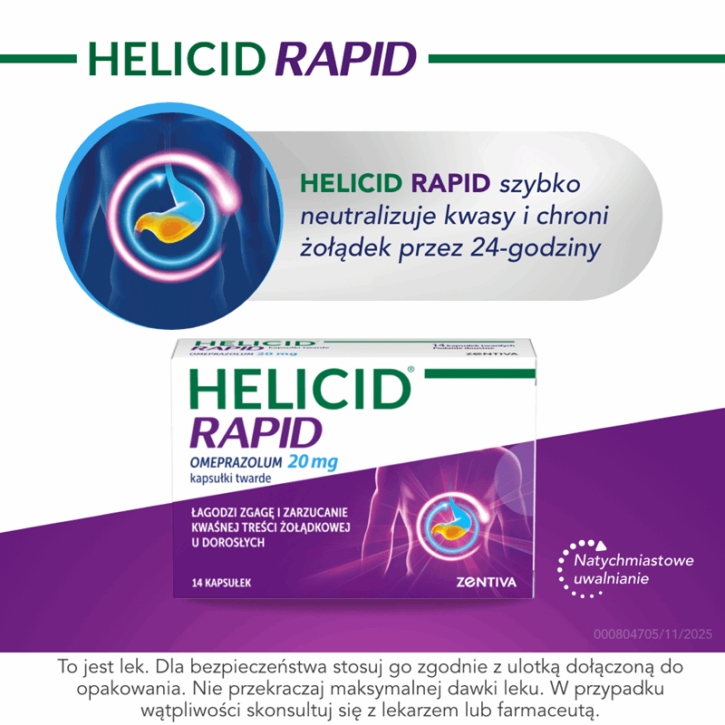 Helicid Rapid 20 mg kapsułki twarde, 14 szt.
