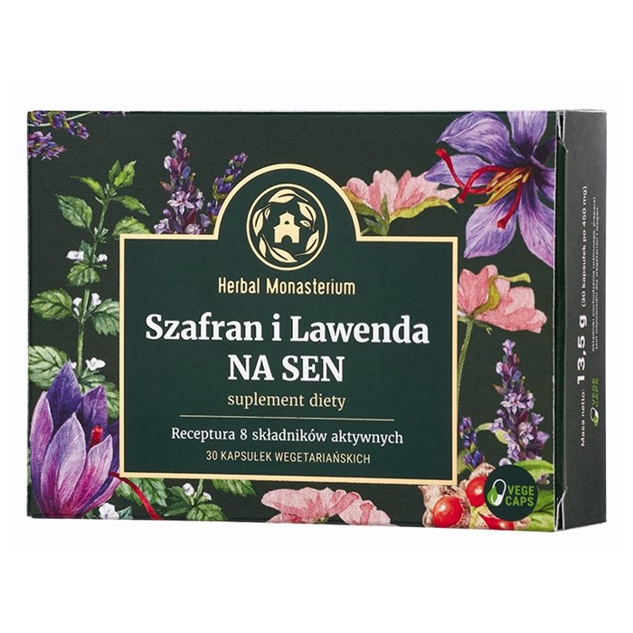 Herbal Pharmaceuticals Szafran i Lawenda kapsułki na sen, 30 szt.