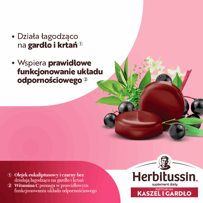 Herbitussin Kaszel i Gardło pastylki do ssania, 12 szt.