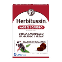 Herbitussin Kaszel i Gardło pastylki do ssania, 12 szt.