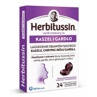 Herbitussin Kaszel i Gardło pastylki miękkie do ssania o smaku porzeczkowym, 24 szt.