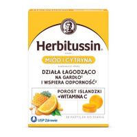Herbitussin Porost islandzki + Witamina C pastylki do ssania, 12 szt.