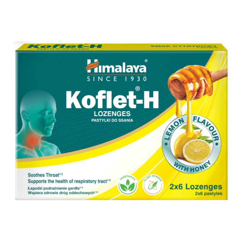 Himalaya Koflet-H pastylki do ssania o smaku cytrynowym, 12 szt.