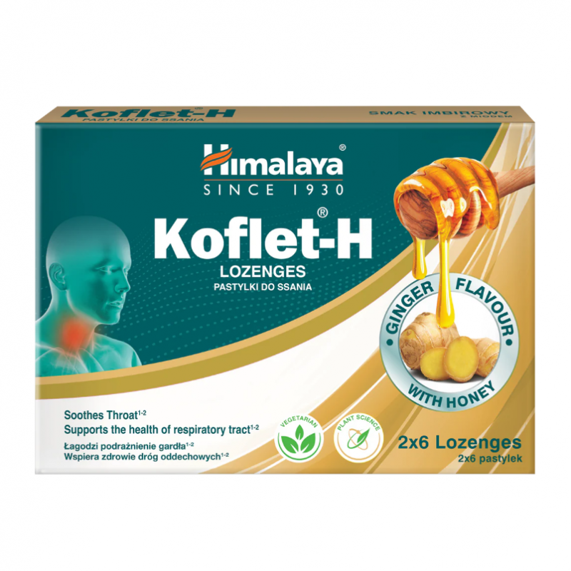 Himalaya Koflet-H pastylki do ssania o smaku imbirowym, 12 szt.