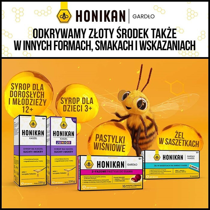 Honikan Gardło 2-fazowe pastylki do ssania o smaku cytrynowym, 16 szt.