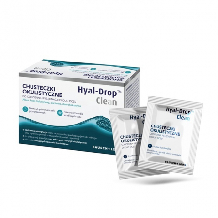 Hyal-Drop Clean chusteczki do pielęgnacji okolic oczu, 20 szt.