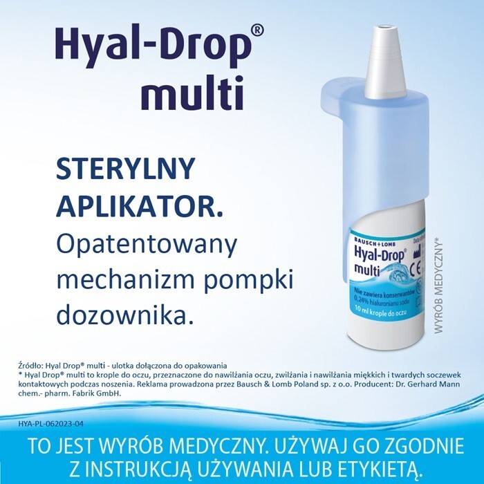 Hyal-Drop Multi nawilżające krople do oczu szybkie nawilżenie, 10 ml
