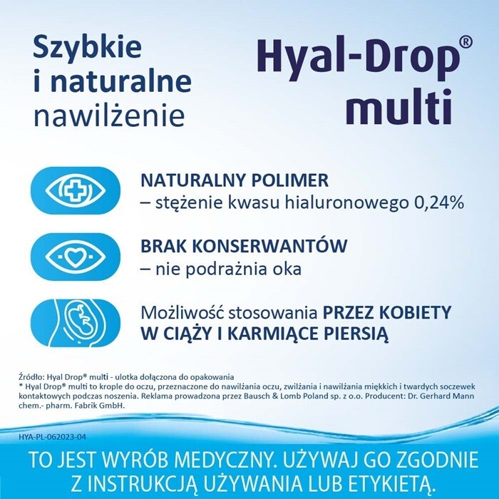 Hyal-Drop Multi nawilżające krople do oczu szybkie nawilżenie, 10 ml