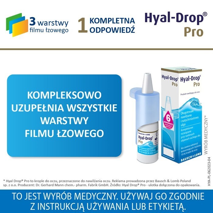 Hyal-Drop Pro nawilżające krople do oczu, 10 ml