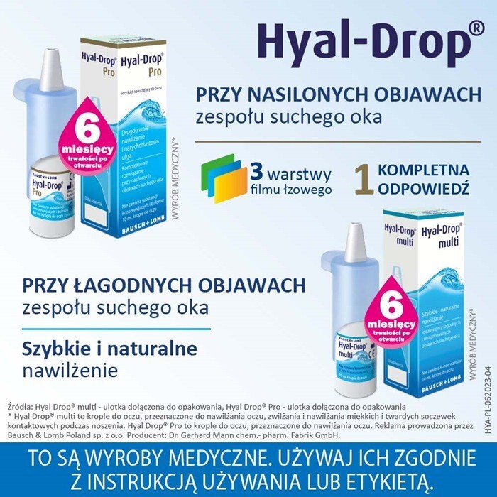 Hyal-Drop Pro nawilżające krople do oczu, 10 ml