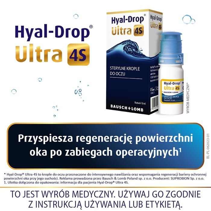 Hyal-Drop Ultra 4S sterylne intensywnie nawilżające krople do oczu, 10 ml
