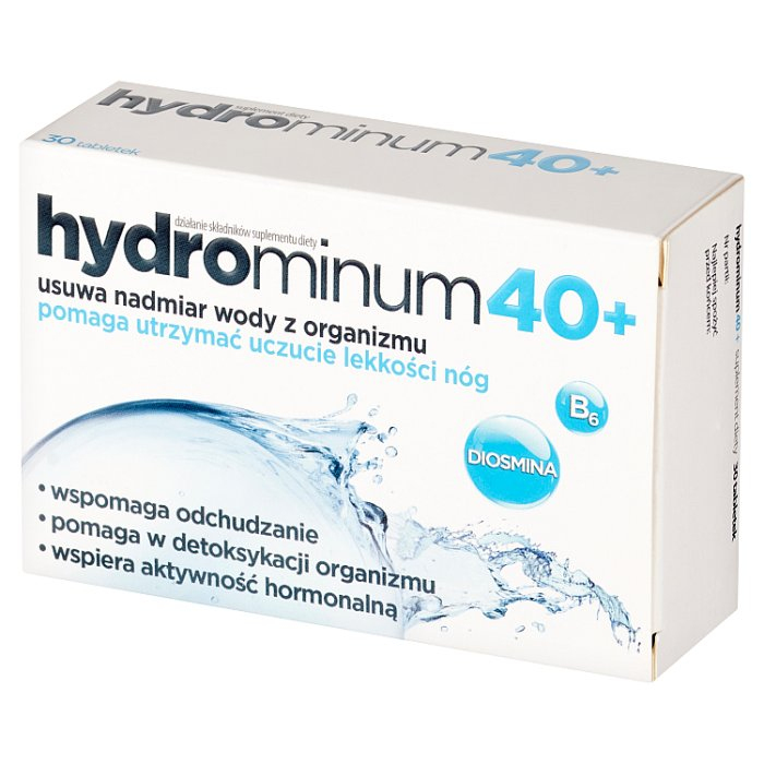 Hydrominum 40+ tabletki wspomagające usuwanie wody z organizmu, 30 szt.