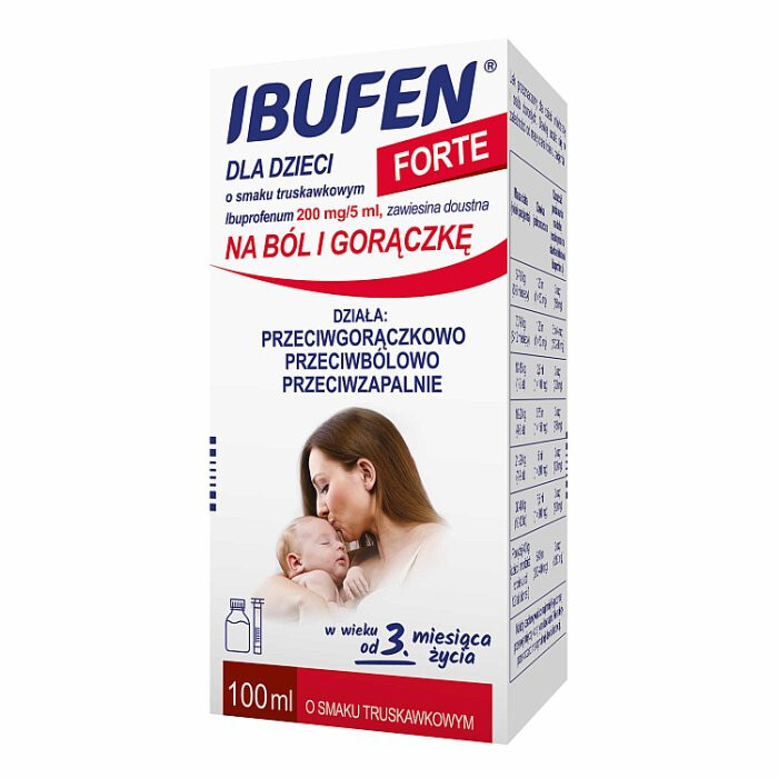 Ibufen Forte zawiesina (smak truskawkowy) 100 ml / Ból i gorączka u dzieci