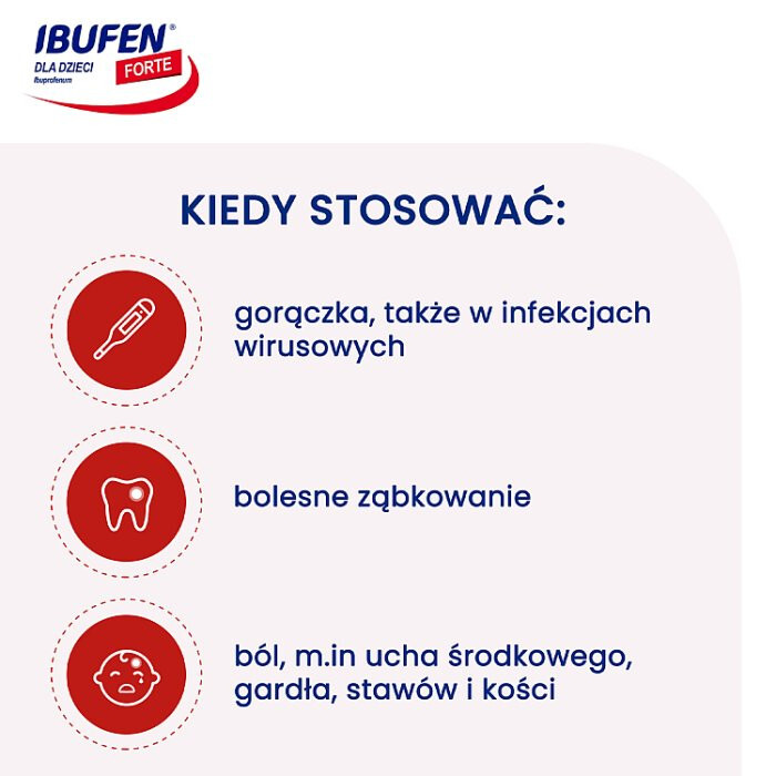 Ibufen Forte zawiesina (smak truskawkowy) 100 ml / Ból i gorączka u dzieci