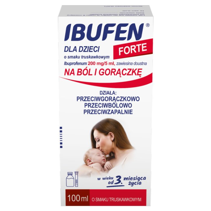 Ibufen Forte zawiesina (smak truskawkowy) 100 ml / Ból i gorączka u dzieci