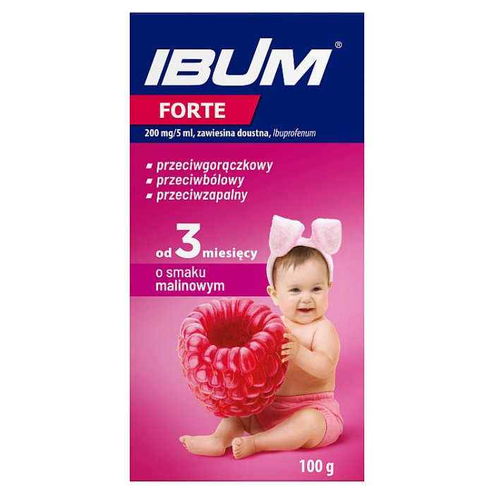 Ibum Forte zawiesina (smak malinowy) 100 g / Ból i gorączka u dzieci