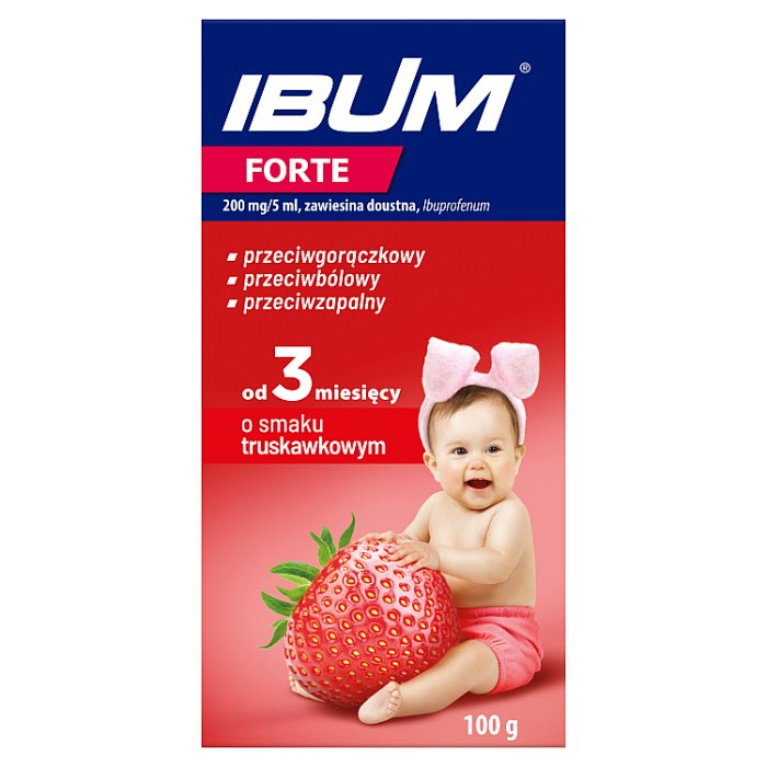 Ibum Forte zawiesina (smak truskawkowy) 100 g / Ból i gorączka u dzieci