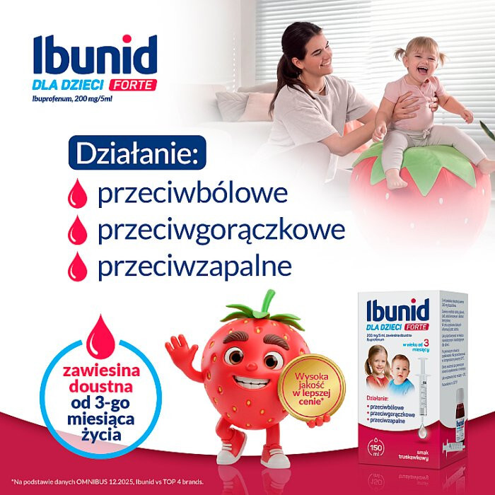 Ibunid dla dzieci Forte 200 mg/5 ml zawiesina doustna, 150 ml
