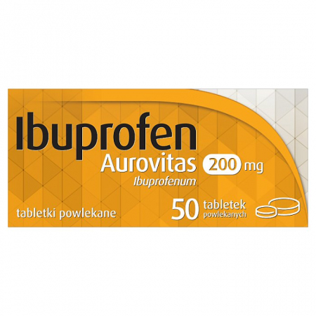 Ibuprofen Aurovitas 200 mg tabletki powlekane przeciwbólowe, 50 szt.