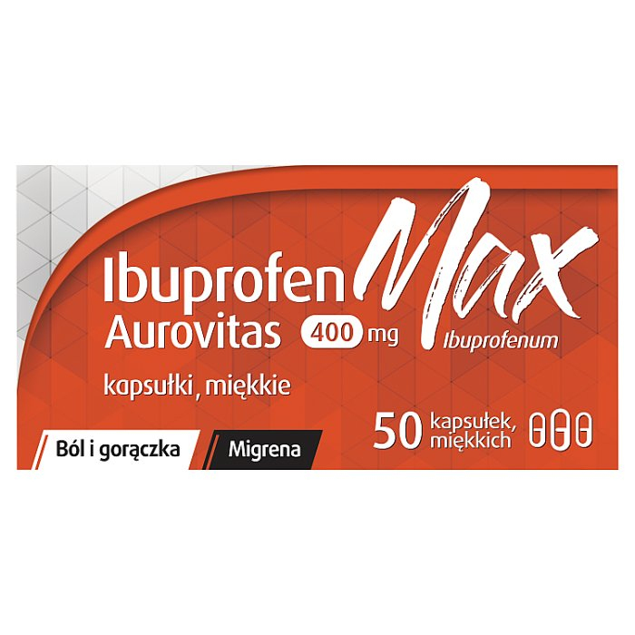 Ibuprofen MAX Aurovitas 400 mg kapsułki miękkie na ból i gorączkę, 50 szt.
