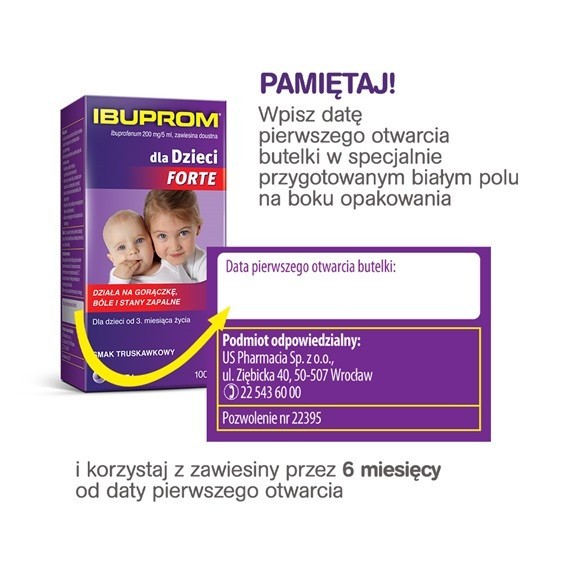 Ibuprom Forte dla dzieci (smak truskawkowy) zawiesina 100 ml