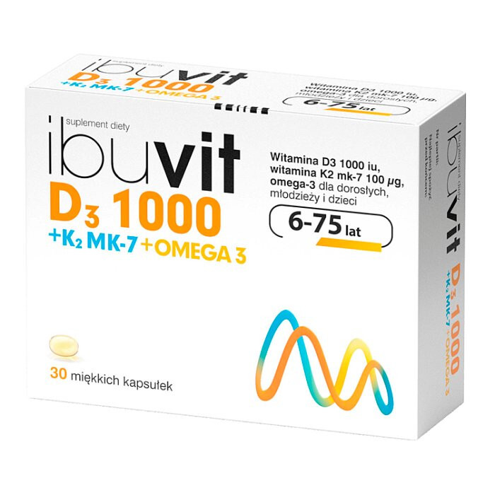 Ibuvit D3 1000 + K2 MK-7 + Omega 3 30 kapsułek miękkich