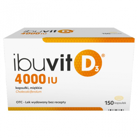 Ibuvit D3 4000 IU kapsułki miękkie na niedobór witaminy D, 150 szt.