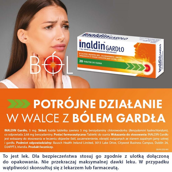 Inaldin Gardło 3 mg 20 tabletek do ssania