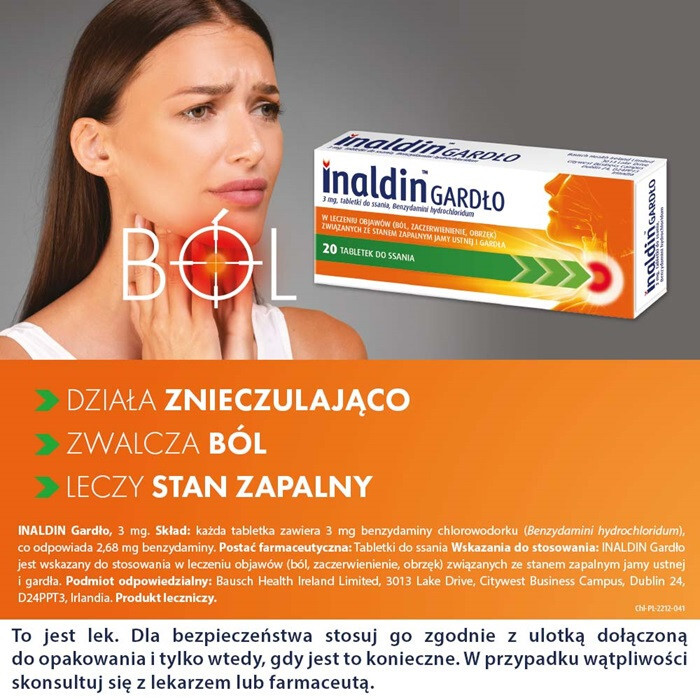 Inaldin Gardło 3 mg 20 tabletek do ssania