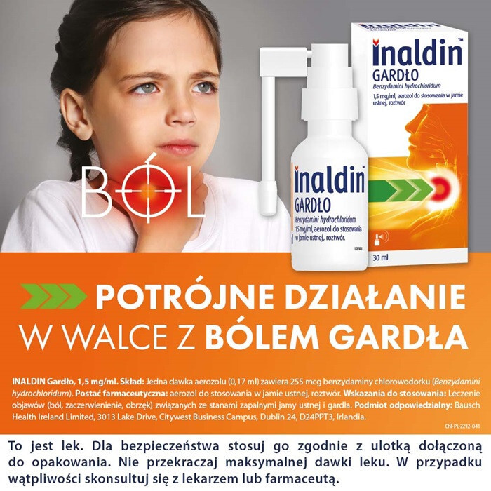 Inaldin Gardło aerozol do stosowania w jamie ustnej 30 ml
