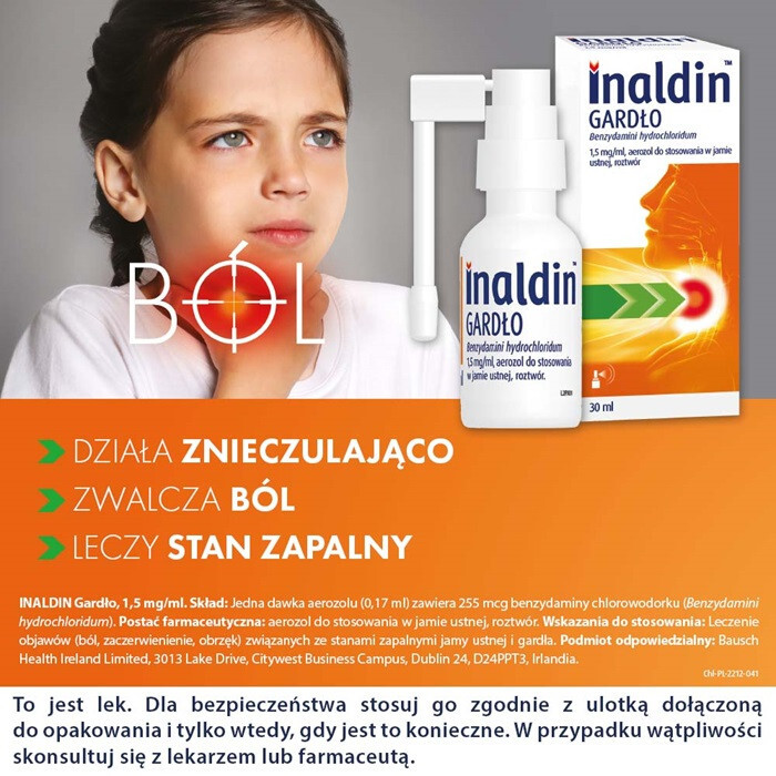 Inaldin Gardło aerozol do stosowania w jamie ustnej 30 ml