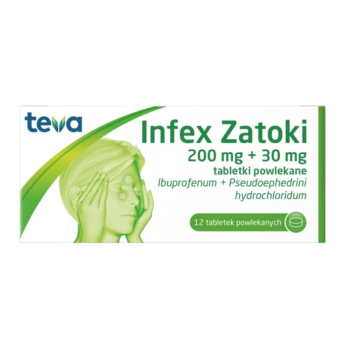 Infex Zatoki 200 mg + 30 mg tabletki powlekane, 12 szt.