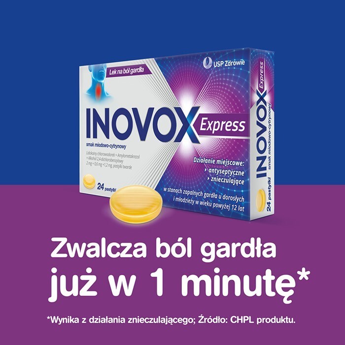 Inovox Express (smak miodowo-cytrynowy) 24 pastylek do ssania