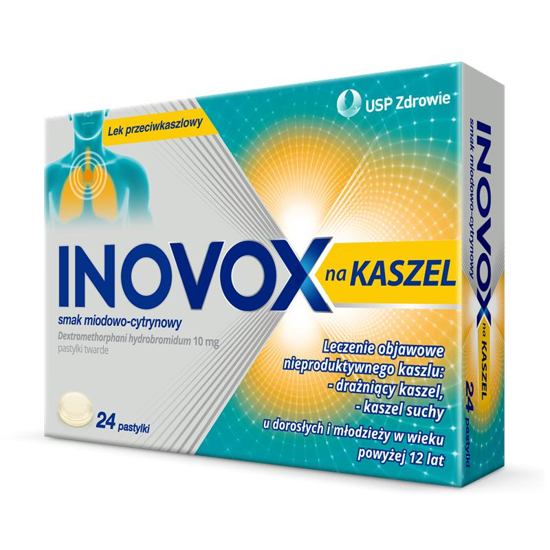 Inovox na kaszel pastylki twarde o smaku miodowo-cytrynowym, 24 szt.