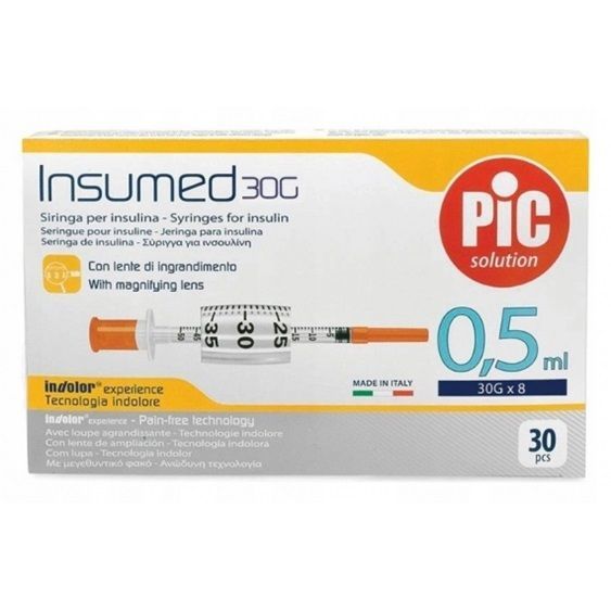 Insumed, strzykawka insulinowa 0,5 ml, 30G x 8 mm, 30 sztuk