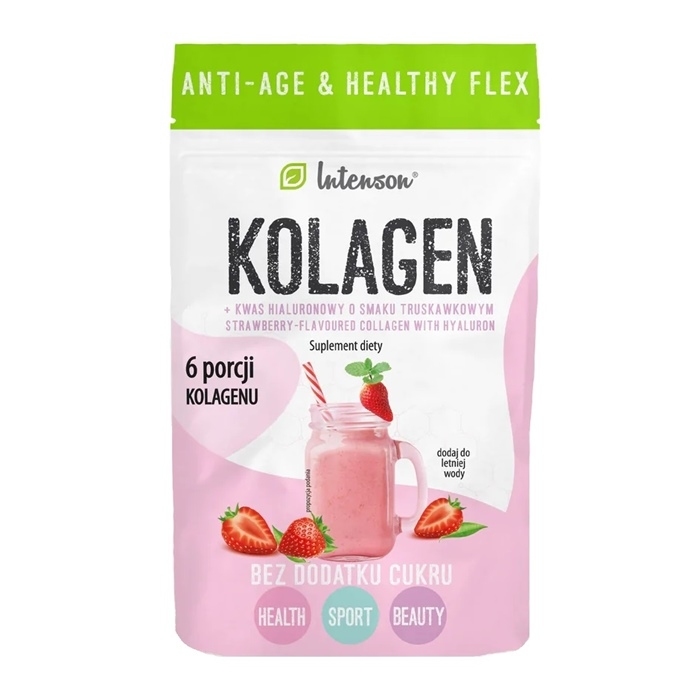 INTENSON Kolagen + kwas hialuronowy + wit. C o smaku truskawkowym 60 g