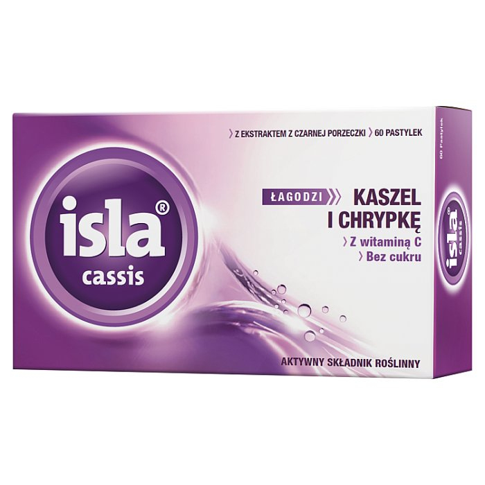 Isla Cassis pastylki do ssania na chrypkę i kaszel z czarnej porzeczki, 60 szt.
