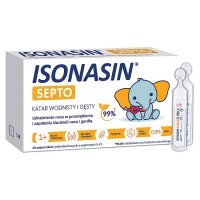 Isonasin Septo roztwór do płukania nosa dla niemowląt ampułki 5 ml, 20 szt.
