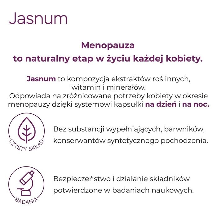 Jasnum kapsułki na objawy menopauzy na dzień i na noc, 30 + 30 szt.