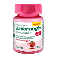 Junior-angin Żelki na gardło o smaku truskawkowym, 30 szt.