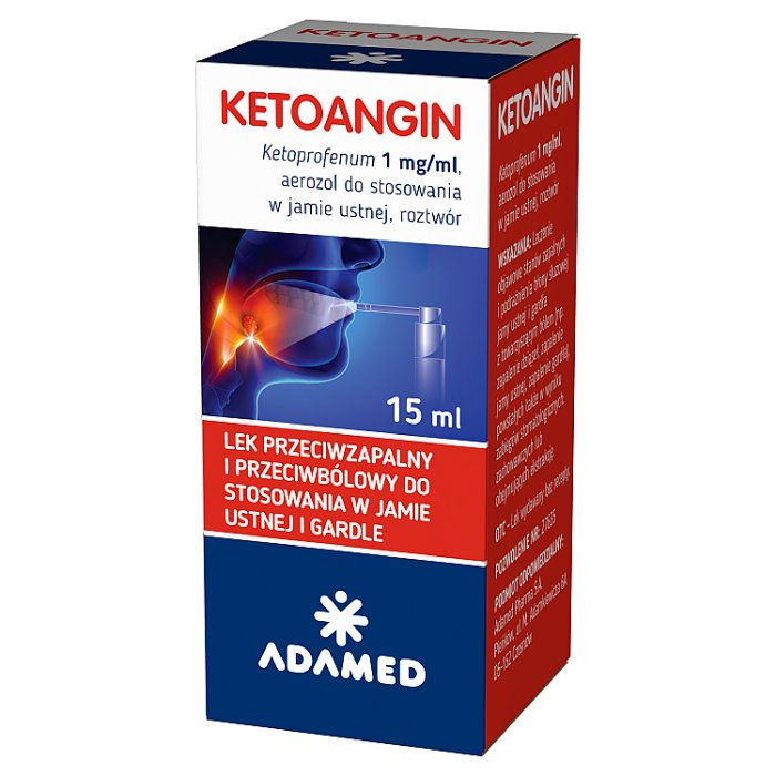 Ketoangin spray przeciwbólowy i przeciwzapalny do gardła, 15 ml