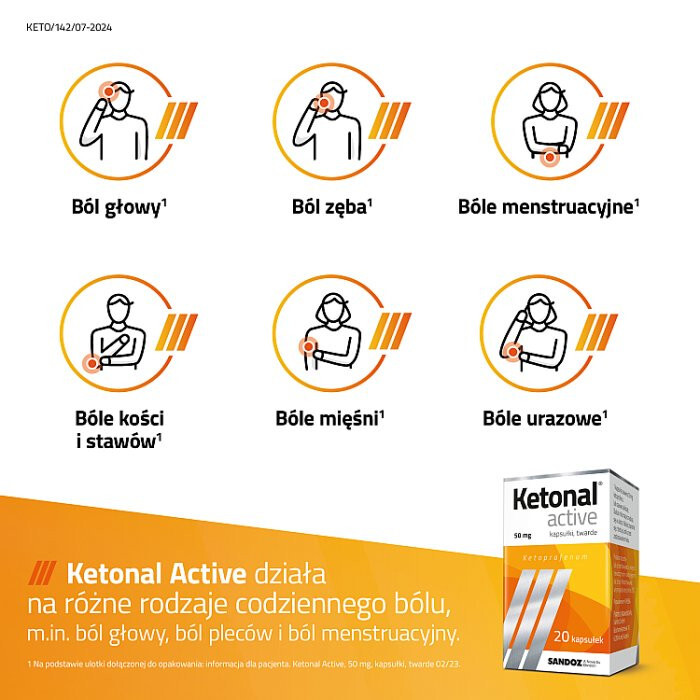 Ketonal Active 50 mg kapsułki twarde, 10 szt.