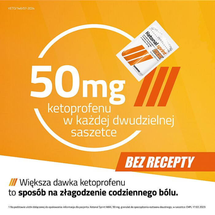 Ketonal Sprint Max 50 mg granulki do sporządzania roztworu doustnego, 12 szt.