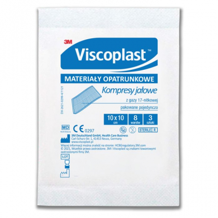 Kompresy gazowe 17 nitek 8 warstw 10cm x 10cm 3 szt.